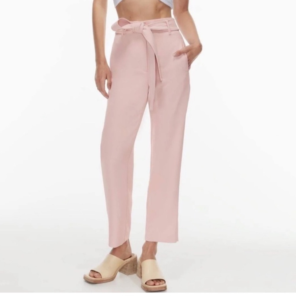 Wilfred High-Rise Tie-Waist Straight Leg Pants - Light Pink
